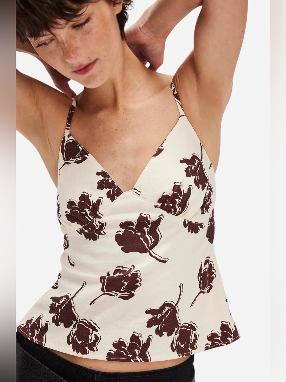 NWT! FP Free People Susie Printed Top Sz Large